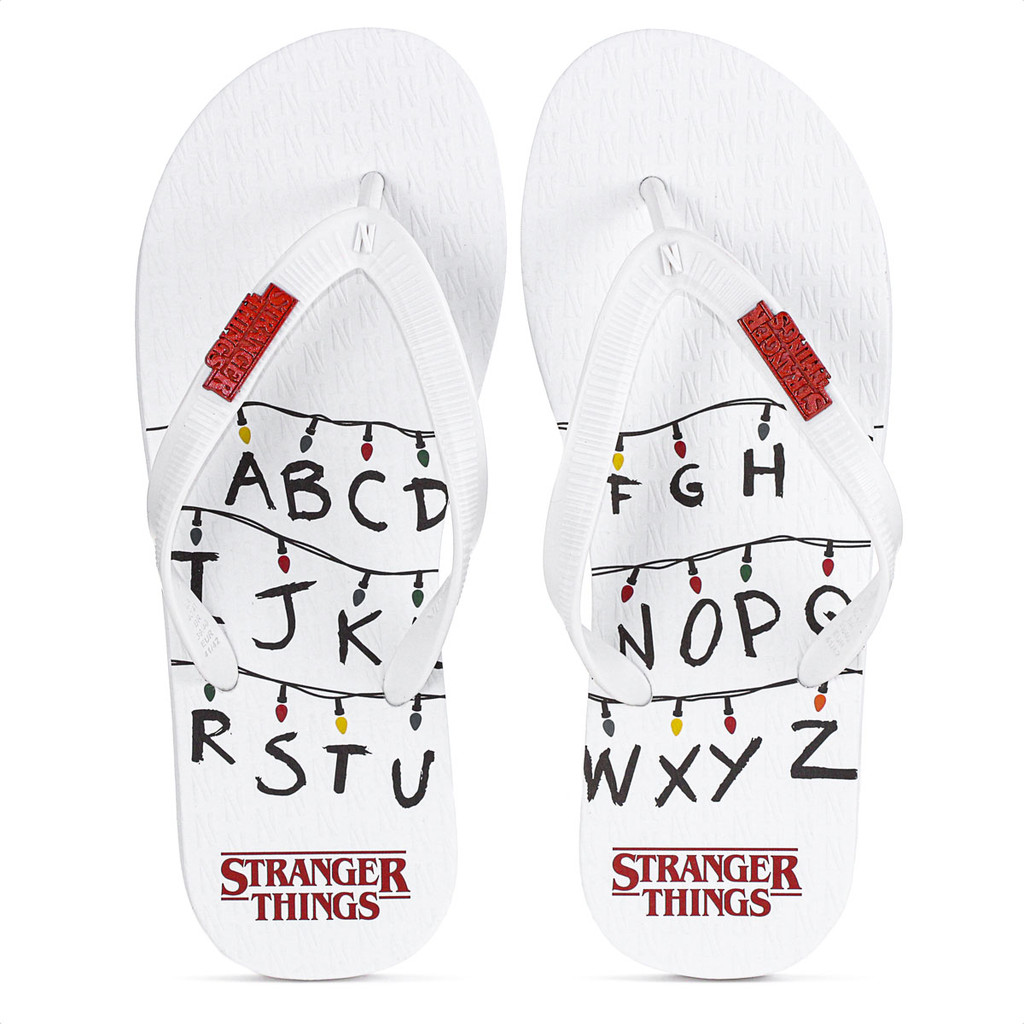 Chinelo Netflix Stranger Things Alphabet Branco - Masculino