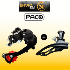 Câmbio Traseiro Paco 7v Tipo Shimano Bicicleta 21V Index Cambio Dianteiro 3v Puxa P/ Cima Bike Mtb