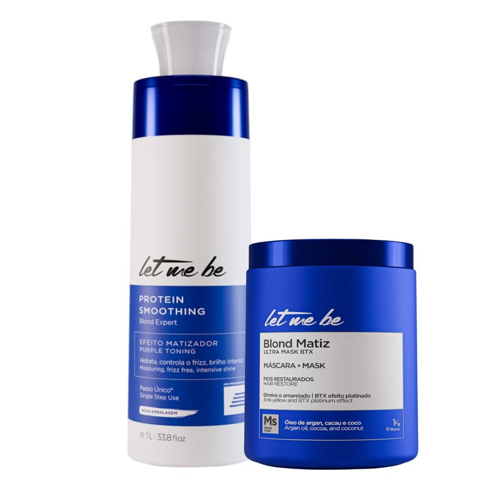 Kit Progressiva Blond Protein Matizadora litro + Blond Matiz Botox Ultra Mask 1Kg let me be
