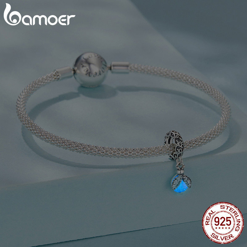 Bamoer 925 Prata Esterlina Charme Luminoso Firefly Pingente DIY Para Pulseira Presentes em Oferta na Shopee
