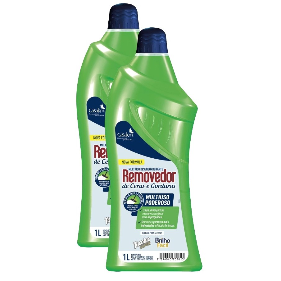 2 Removedor Ceras Limpa Brilho Fácil 1l Nova Formula Casakm