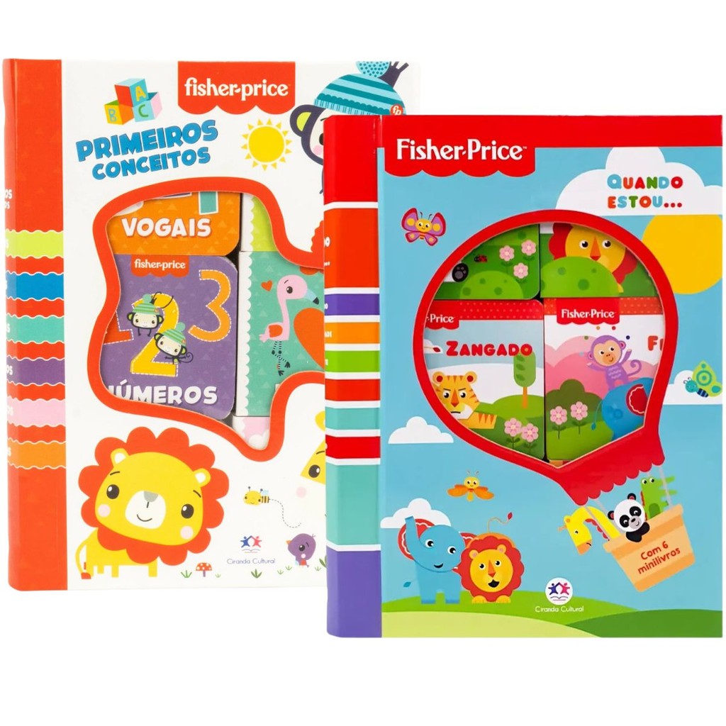 Kit Box com 12 Minilivros Fisher-Price Primeiros conceitos + Quando estou...
