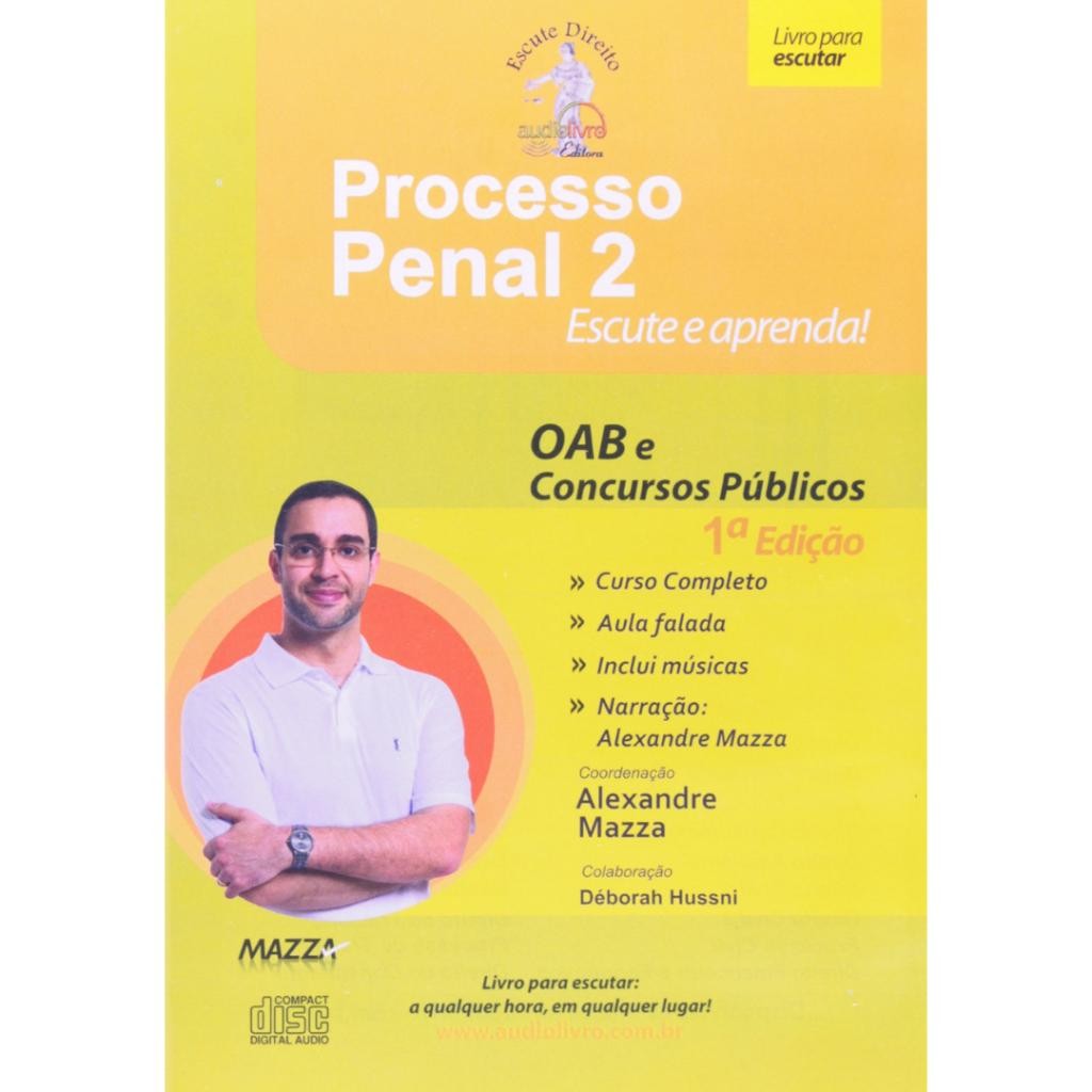 Audiolivro Cd-Rom: Processo Penal 2 - OAB e Concursos Públicos Autor: Alexandre Mazza AudioBook em CD