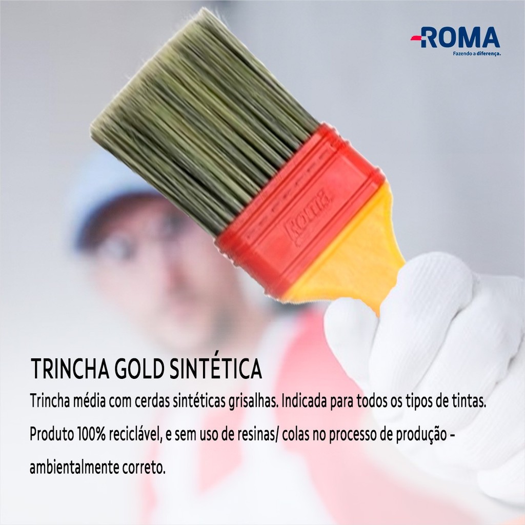 Trincha Para Pintura 1 Polegada Trincha Gold 317 Cerdas Sintéticas Indicadas Para Vernizes - Roma