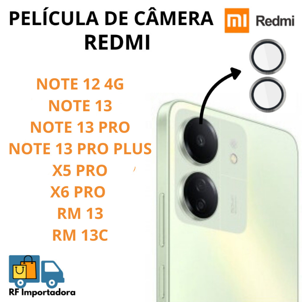 Kit 2/3/4 Lente Película De Câmera Lisa Para Xiaomi Redmi Note Poco NOTE 13 Plus Pro NOTE 12 4G X5 PRO X6 PRO RM 13/13C