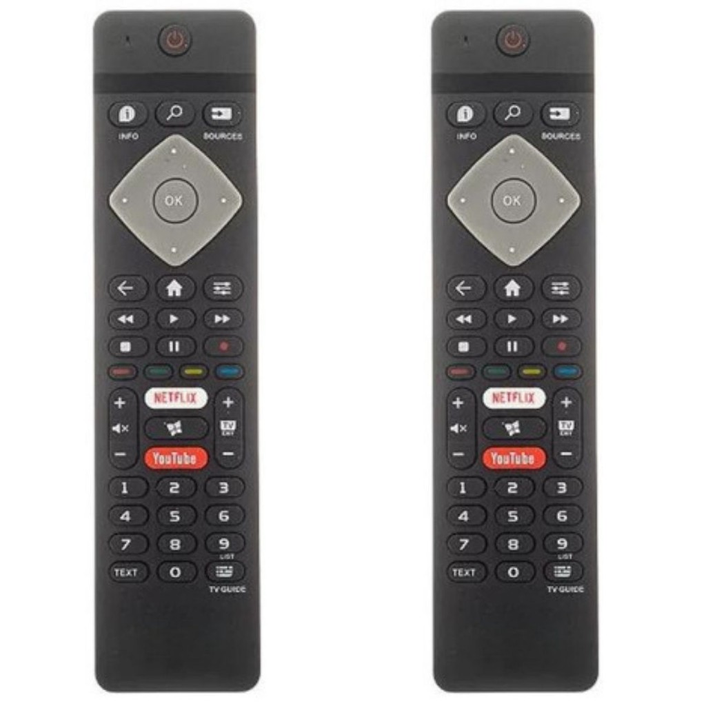 Kit C/2 Controle Para Tv Philips Smart Led Netflix Youtube