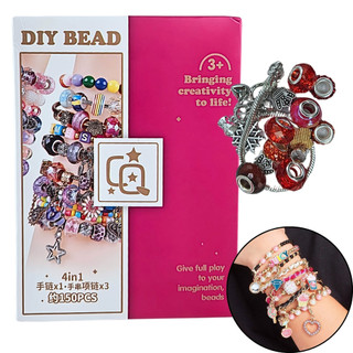 Kit Miçangas 150 Peças 4 em 1 Fazer Pulseiras Colares Brinquedo Castela em Oferta na Shopee