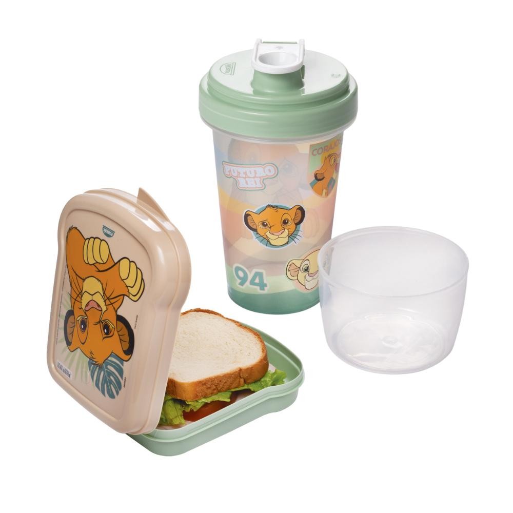 Kit Lancheira Rei Leão 1 Garrafa 1 Sanduicheira Plasútil - Home & Living