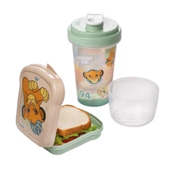 Kit Lancheira Rei Leão 1 Garrafa Mini Shakeira 1 Sanduicheira Porta Pão Volta às Aulas Plasútil
