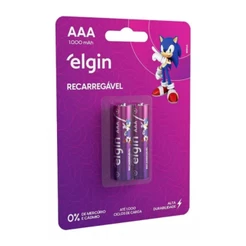 Pilha Recarregável Aaa Palito 1000mah Elgin Blister C/2 Unid