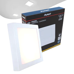Painel Plafon Led Alu 6w 3000k Sob. Quadrado 110v/220v 12cm Avant