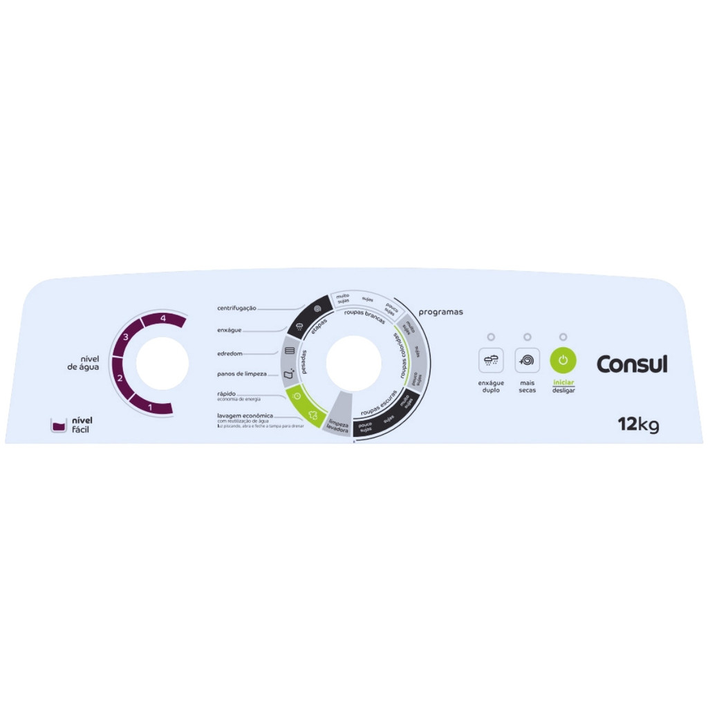 Painel Decorativo Para Lavadora de Roupas Consul 12 KG CWH12 CWH12AB CWH12ABANA CWH12ABBNA