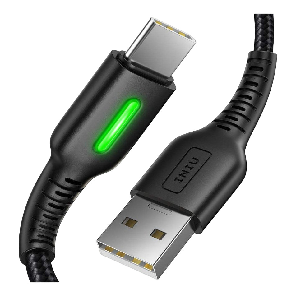 Cabo Carregador Dados Tipo C Led Turbo 3.1a 50cm - Preto