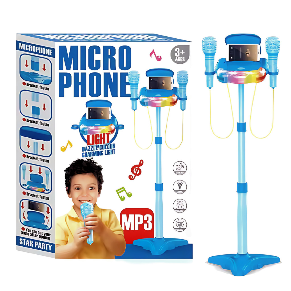 Microfone Infantil Duplo MP3 Brinquedo Conecta No Celular Castela - Mom & Baby