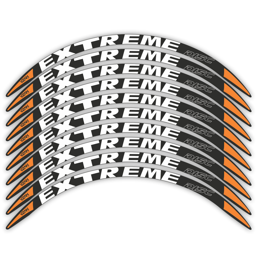 Adesivo Roda Extreme Everest Laranja Disc Aro 26 e 29  Bike Mtb 8 Unidades