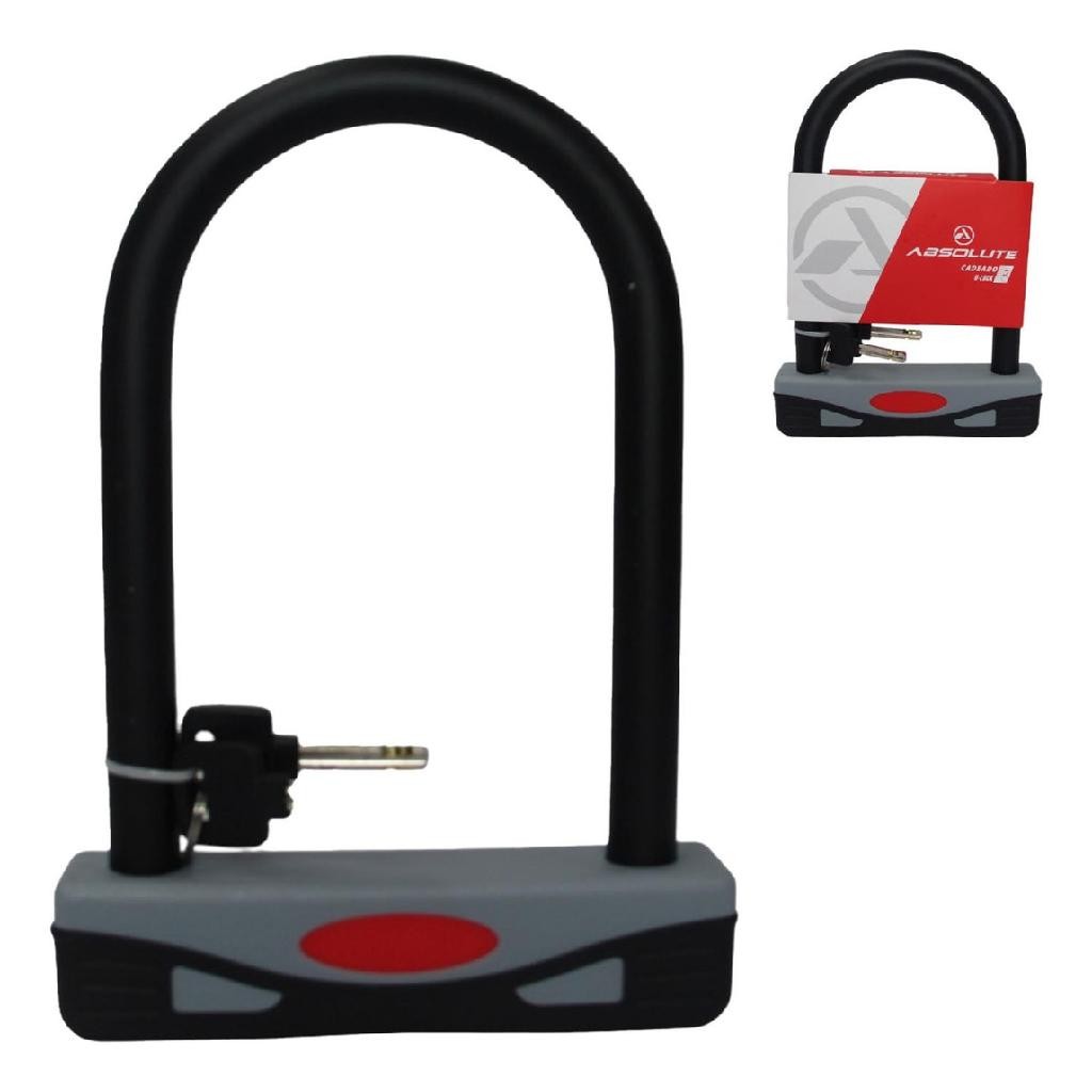 Cadeado U-lock Trava Absolute Urban Reforçado Bike Moto Cor Preto em Oferta na Shopee