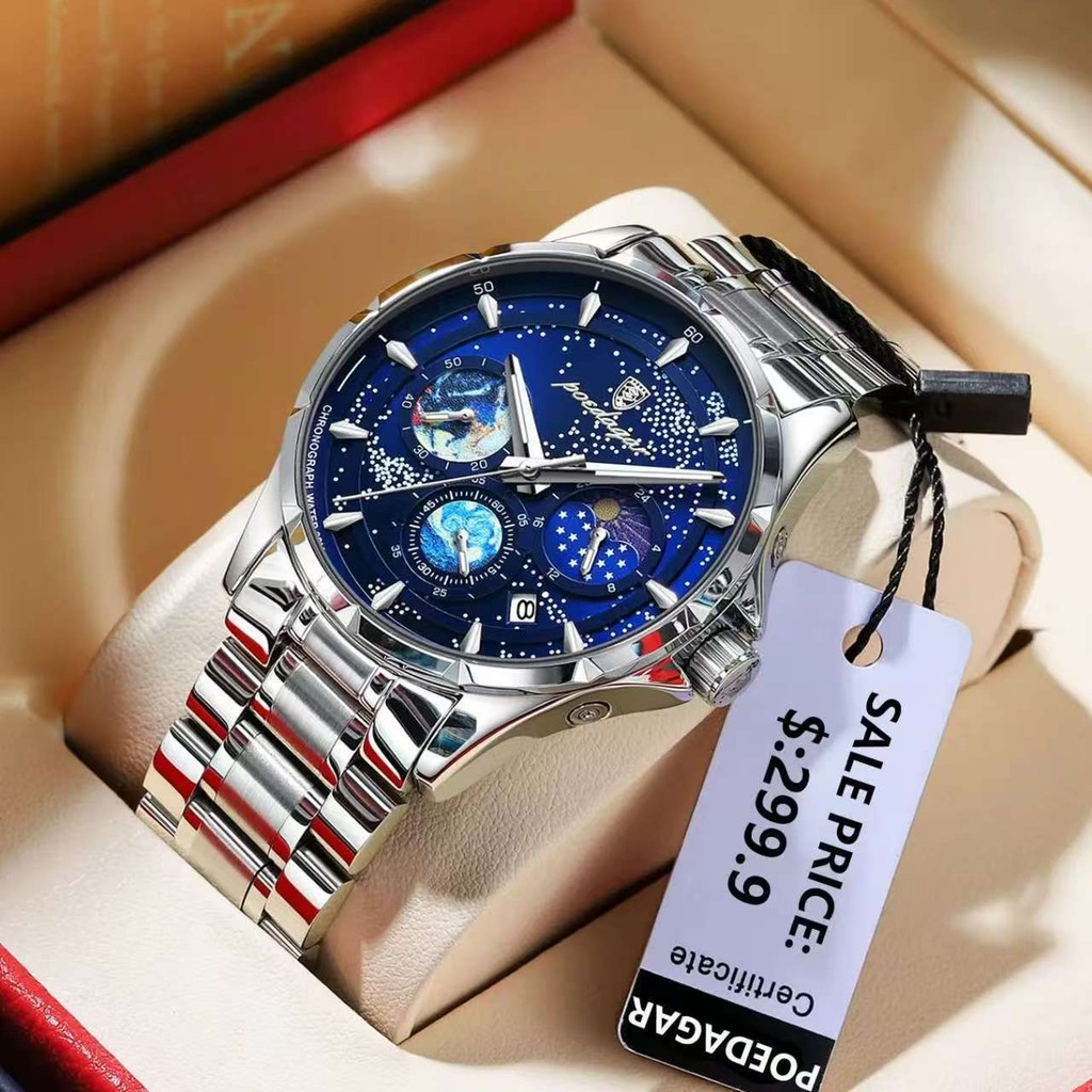 CLEC POEDAGAR Casual Homem Relógio De Pulso Luxo À Prova Dwaterproof Água Luminosa Data Masculino Cronógrafo Inoxidável