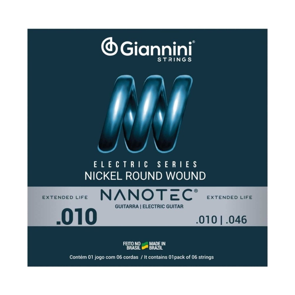 ENCORDOAMENTO GIANNINI GUITARRA GEEGST.10 PN PROTETIVA NANOTEC 0.010