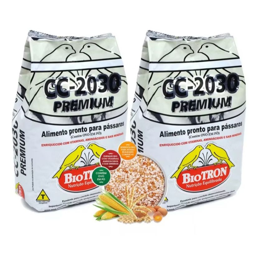 2 Unidades CC 2030 Premium Farinhada 1Kg  Ração para Canários Biotron - ENVIO IMEDIATO