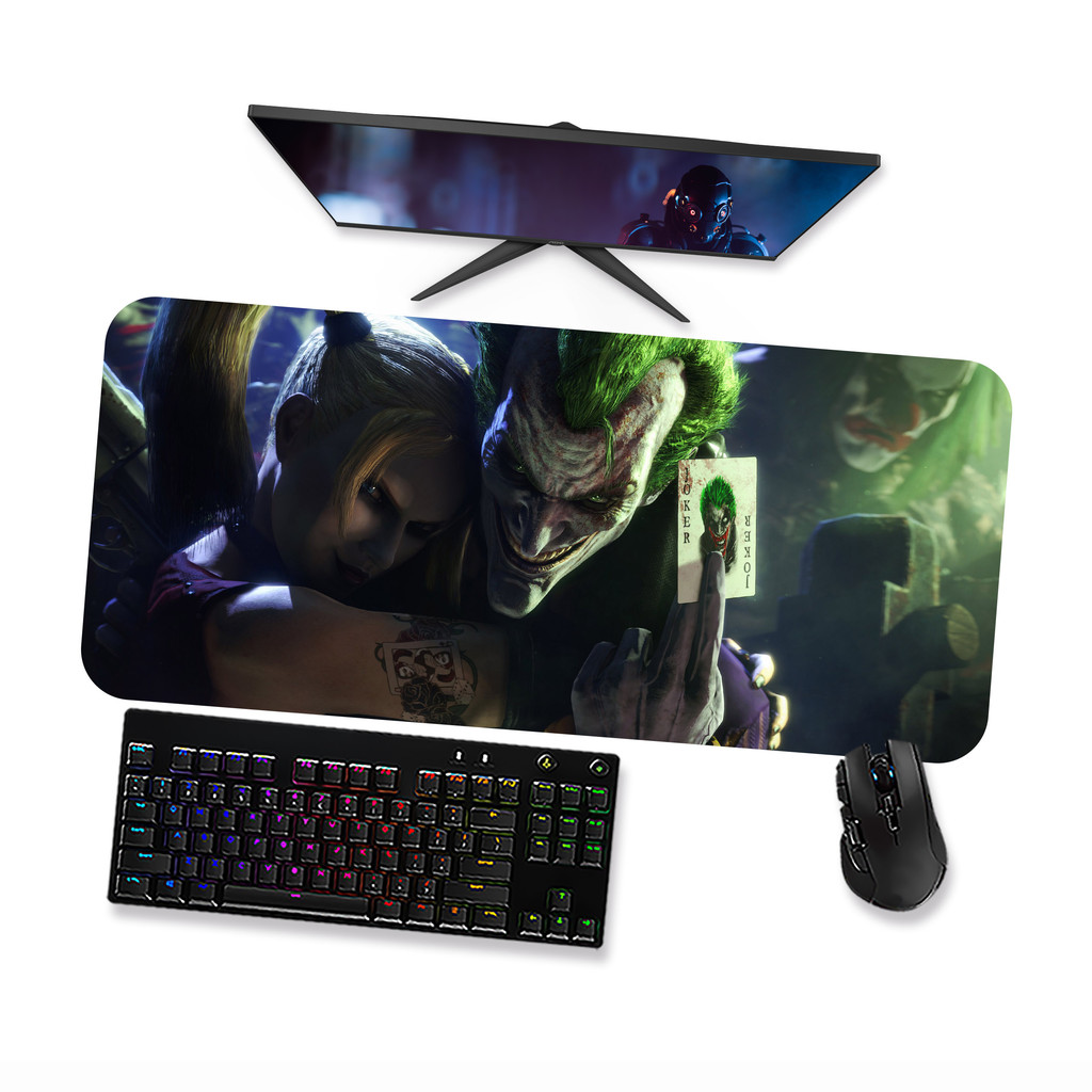 Mouse Pad Gamer Grande - Coringa e Harley Quinn Arlequina 1 - 90x40, 80x40, 60x40 e 70x30