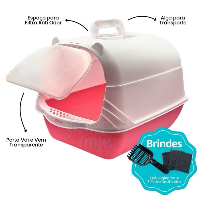Banheiro Fechado para Gatos Higiênico Sanitário + Pá e 03 Filtros Anti Odor Promoção Envio Imediato