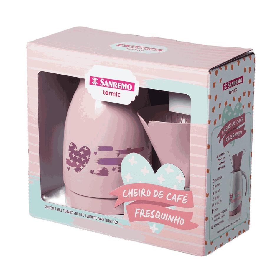 Kit Bule Térmico Rosa 700ml e Suporte para Café Sanremo em Oferta na Shopee