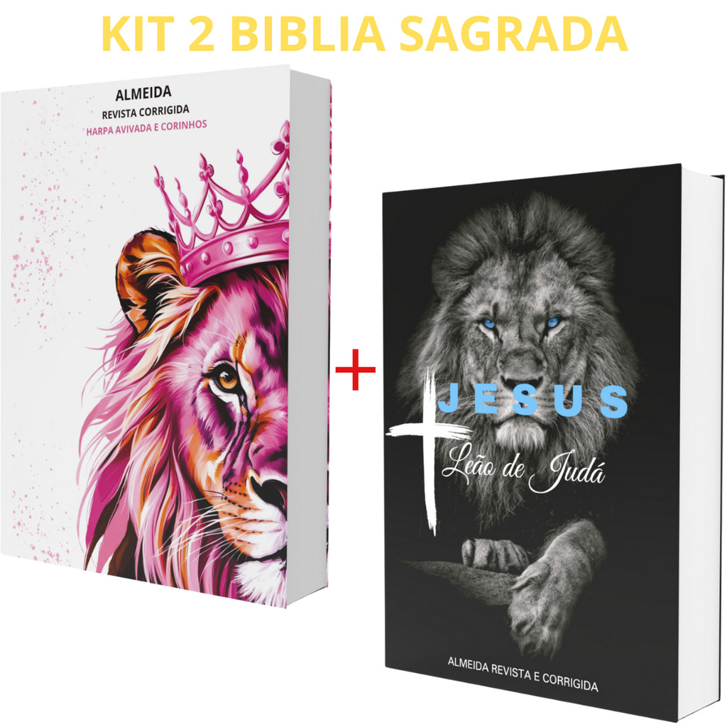 Kit 2 Biblia Sagrada | Letra Maior | Harpa & Corinhos | RC | Leão Brochura em Oferta na Shopee