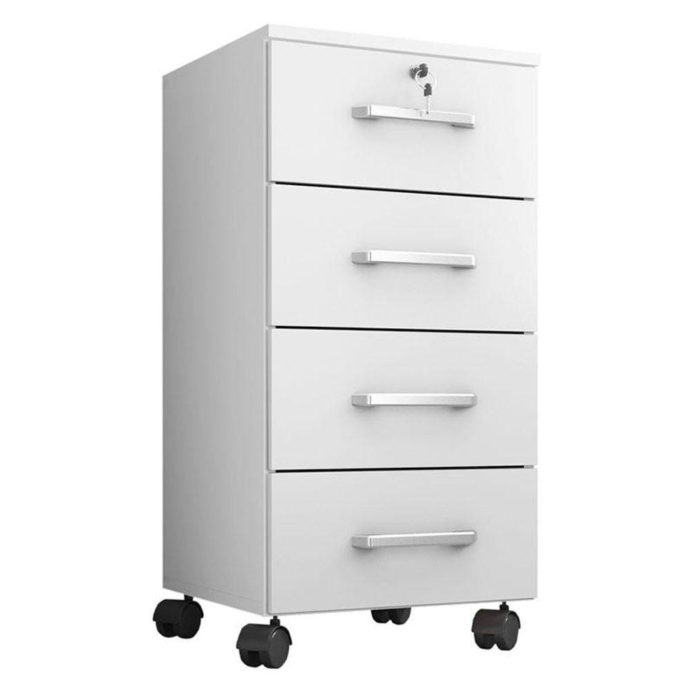 Gaveteiro Gávea Com Chave 4 Gavetas Branco Fosco - Móveis Leão em Oferta na Shopee