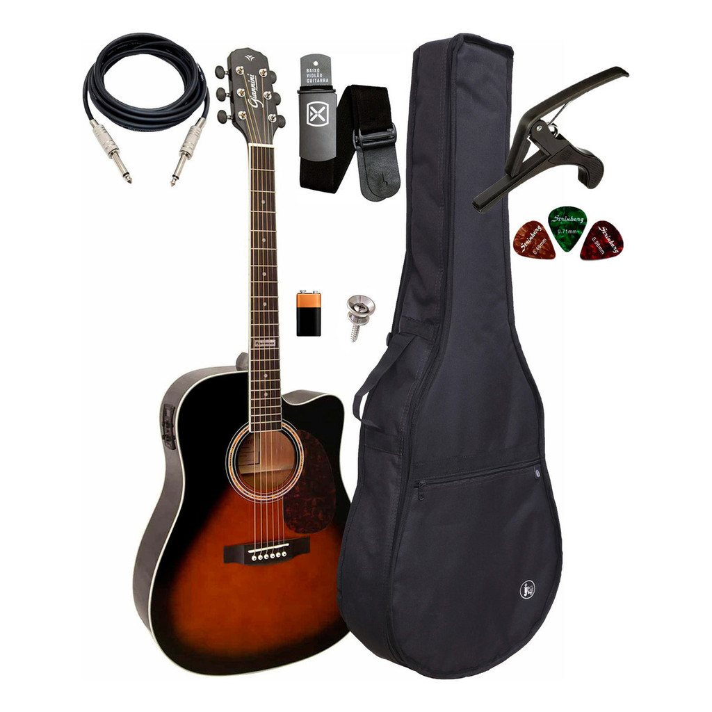 Violão Giannini Cutway Gf1d Ceq 3ts + Capa E Acessórios em Oferta na Shopee