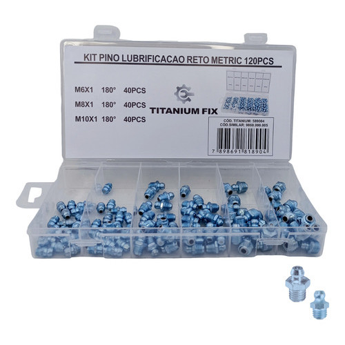 Kit 120 Unid Pino Bico Graxeiro Lubrificacao Reto M6 M8 M10