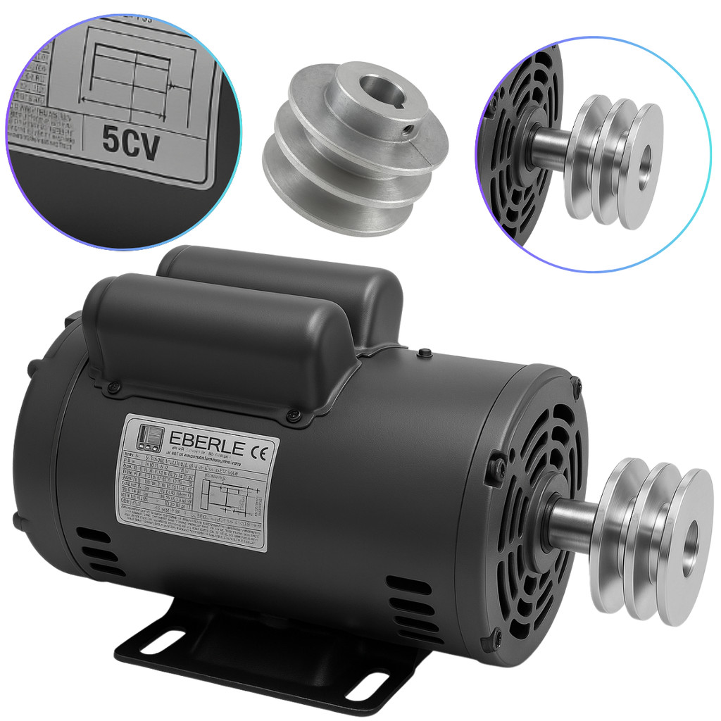 Motor Elétrico Mono 5cv Alta Rotação RPM Compressor de 20 pés Serra Bancada Triturador Forrageira