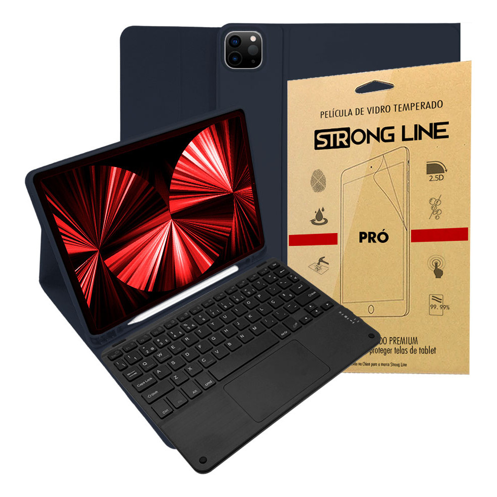 Capa Para iPad Pro 11 2021 Smart Teclado Touchpad + Pelicula
