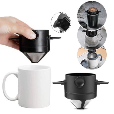 Coador Portátil  Filtro Café Aço Inox Permanente S/ Papel Mini Coador
