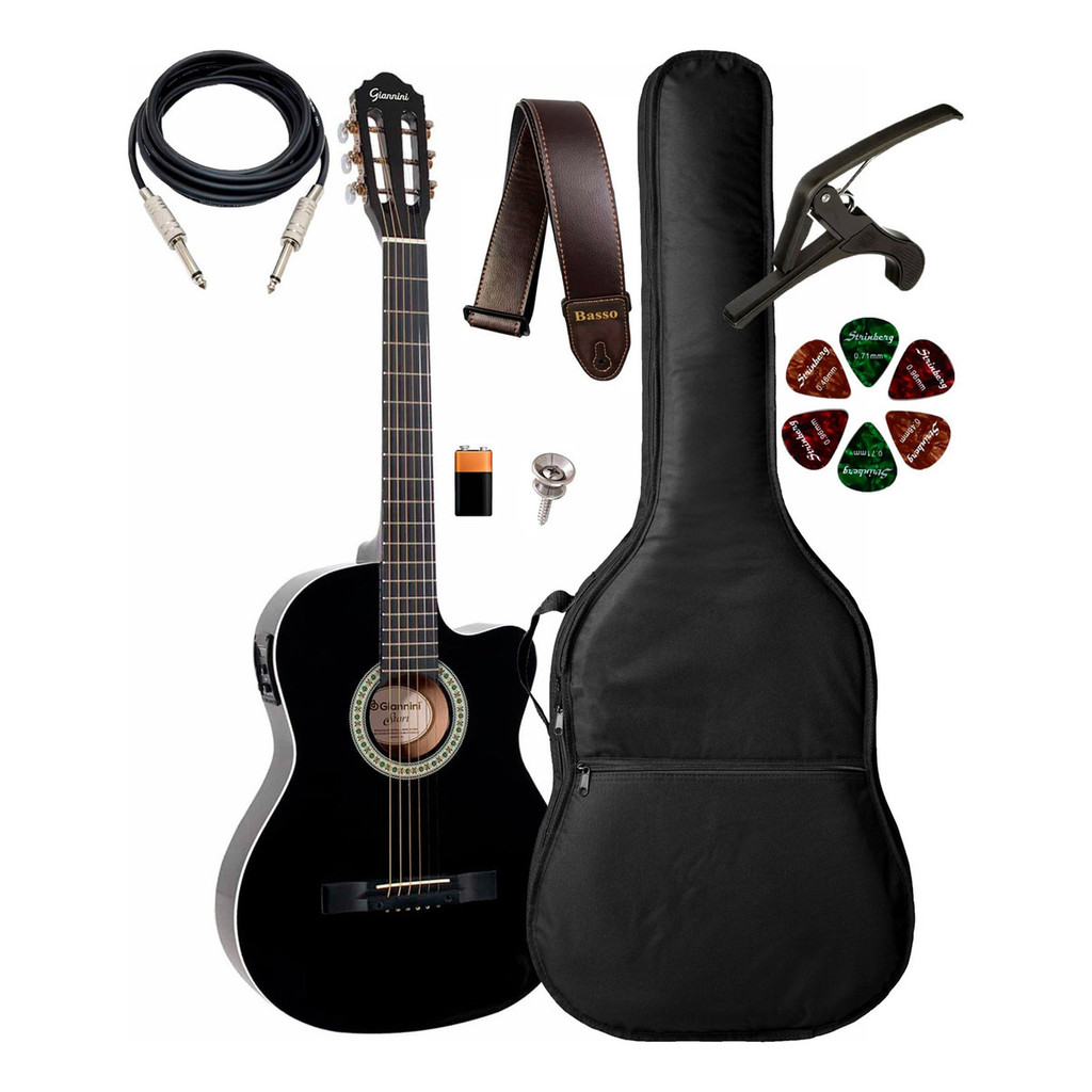 Violão Giannini Start Sf-14 Ceq Bk + Capa Luxo E Acessórios em Oferta na Shopee
