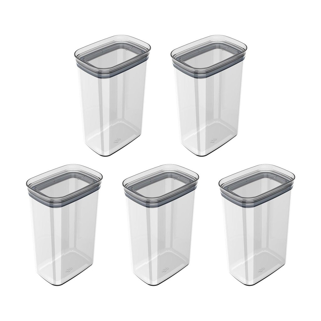 Kit de potes herméticos retangular Ou 5 peças 2,3L Linha Block - Natural em Oferta na Shopee