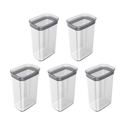 Kit de potes herméticos retangular Ou 5 peças 2,3L Linha Block - Natural