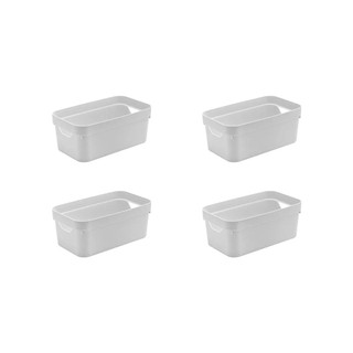 Kit de caixa organizadora Ou 4 peças 5,3L Linha Cube - Branco