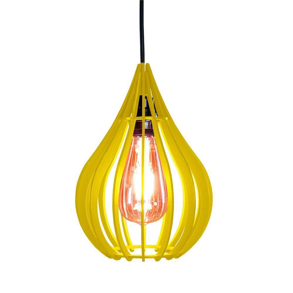 Luminária Teto Lustre Pendente Balcão Cozinha Sala Chile Cor:amarelo. - Linha Exclusiva
