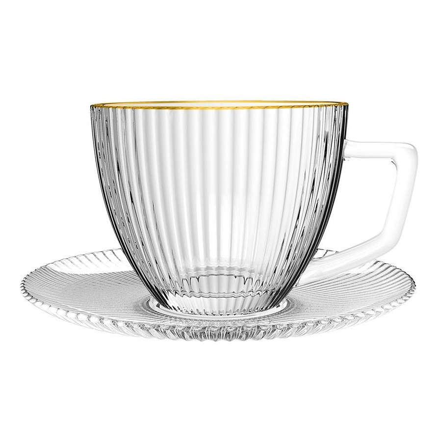 Jogo 6 Xícaras 230ml Chá Borda Dourada Graffiato Hauskraft Cor Transparente Com Borda Dourada Liso em Oferta na Shopee