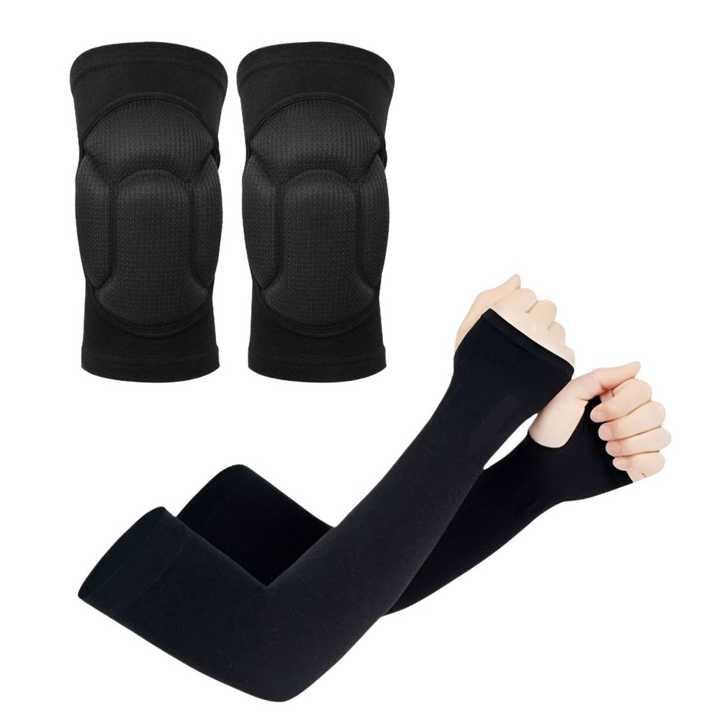 Kit Joelheira Com Manguito Proteção UV50+ Manga Longa Anti Impacto Volei