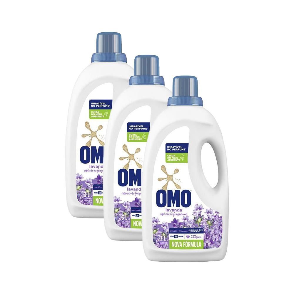 Kit 3 Lava Roupas Líquido Omo Lavanda 3L em Oferta na Shopee