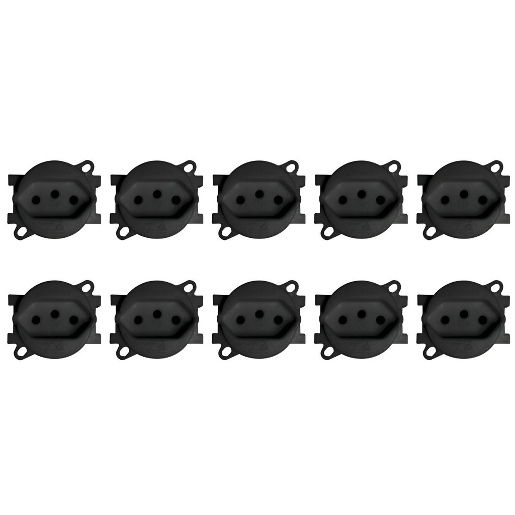 Kit 10 modulos tomada piso perlex 20a 3 pinos preto
