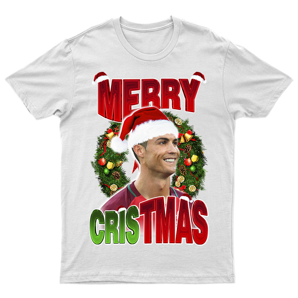 Camiseta Natal Cristiano Ronaldo Merry Cristmas Jogador CR7 Camisa Premium