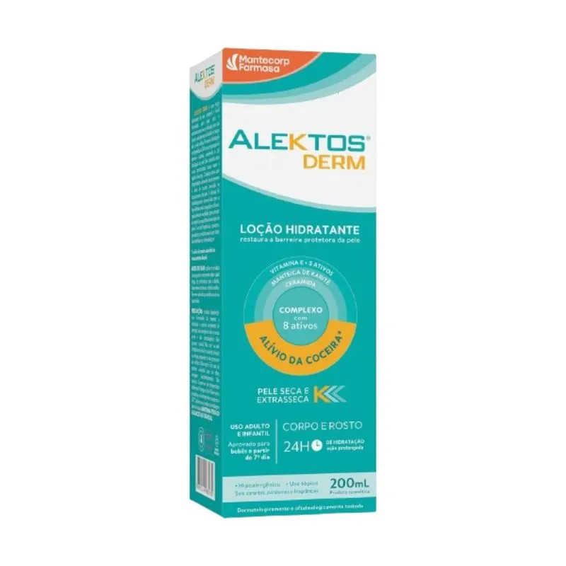 ALEKTOS DERM 200ML – HIDRATANTE CORPORAL PARA PELE SECA, SENSÍVEL E COM AÇÃO CALMANTE