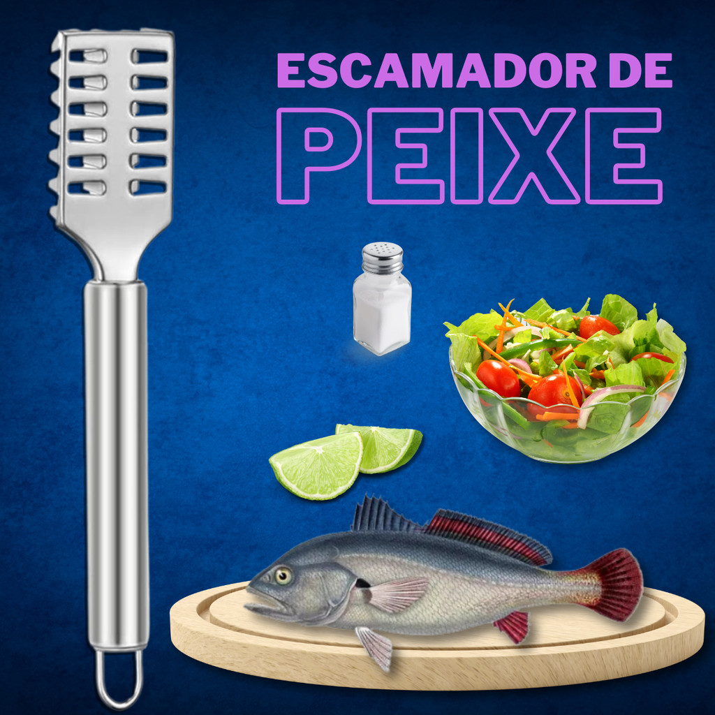 Escamador raspador limpador descamador de peixe remove e tira escamas do peixe em aço inox