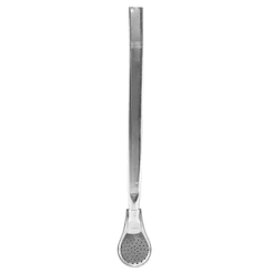 Bomba de Terere 19cm Aço Lisa Prata Tradicional