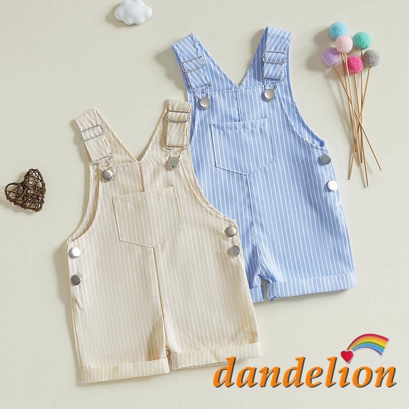 Macacão Com Suspensório Para Bebê De 3 Meses A 3 Anos Estampa Listrada Sem Mangas