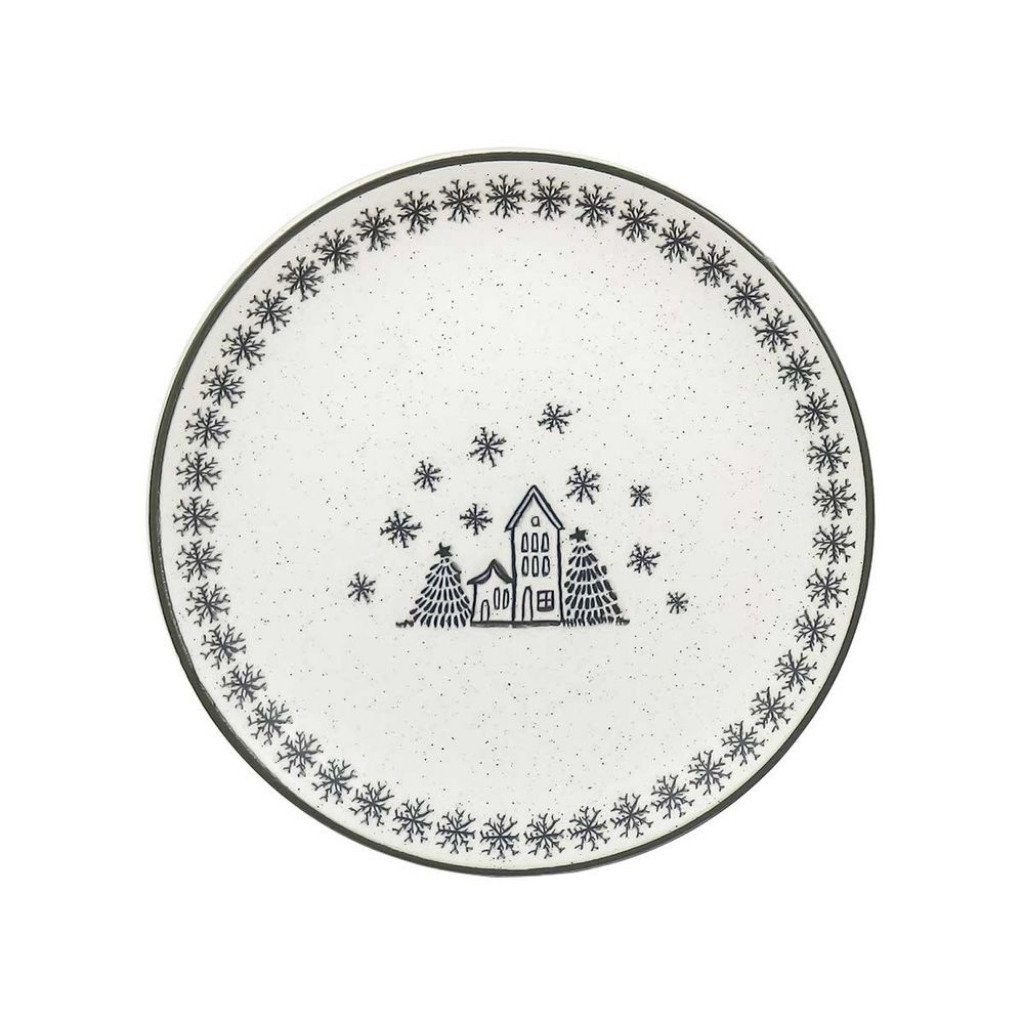 Prato Sobremesa Vilarejo de Natal 20cm Cerâmica Oxford