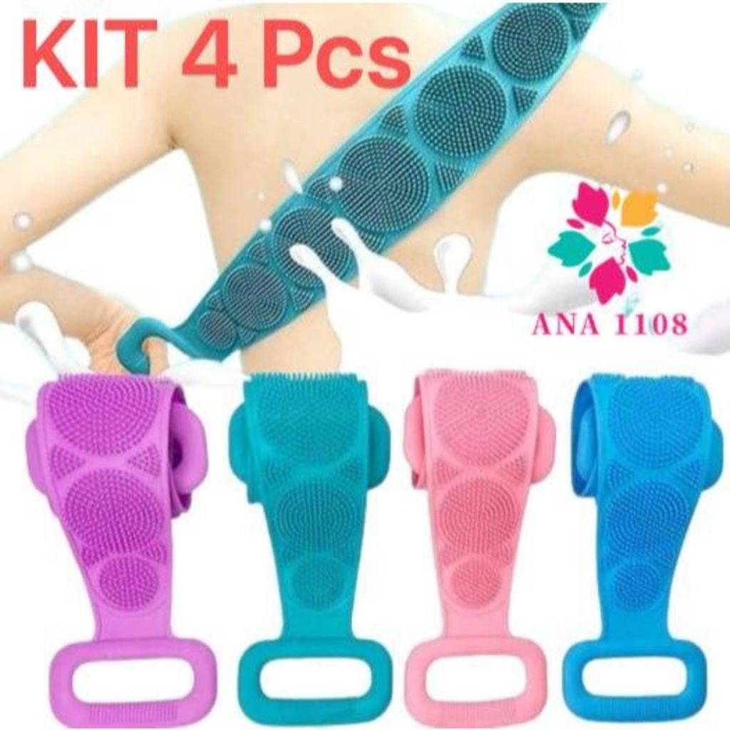 ANA1108 KIT Cinta Escova De Banho Silicone Massageador Esfoliação