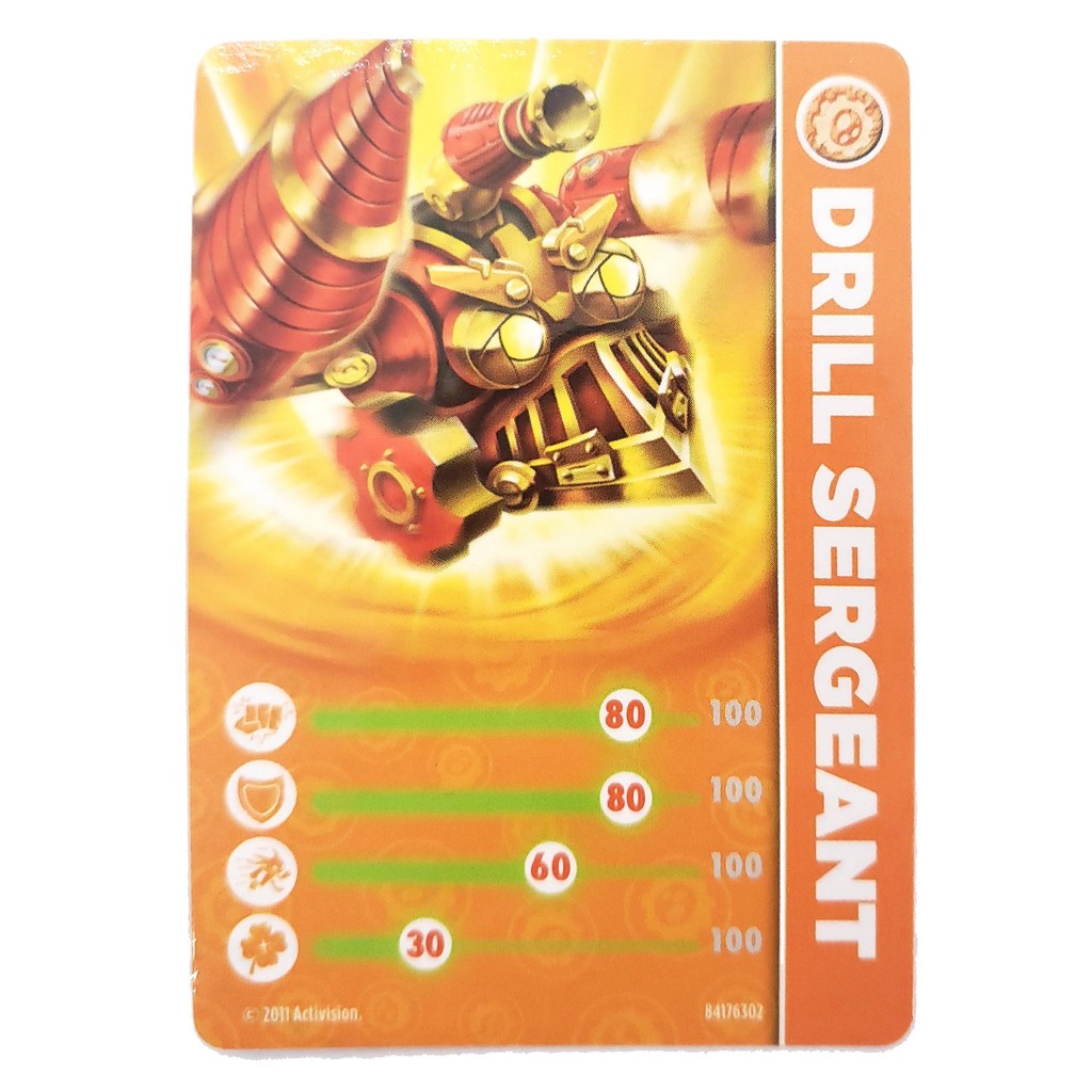 Card Skylanders Spyros Adventure Drill Sergeant Colecao TCG